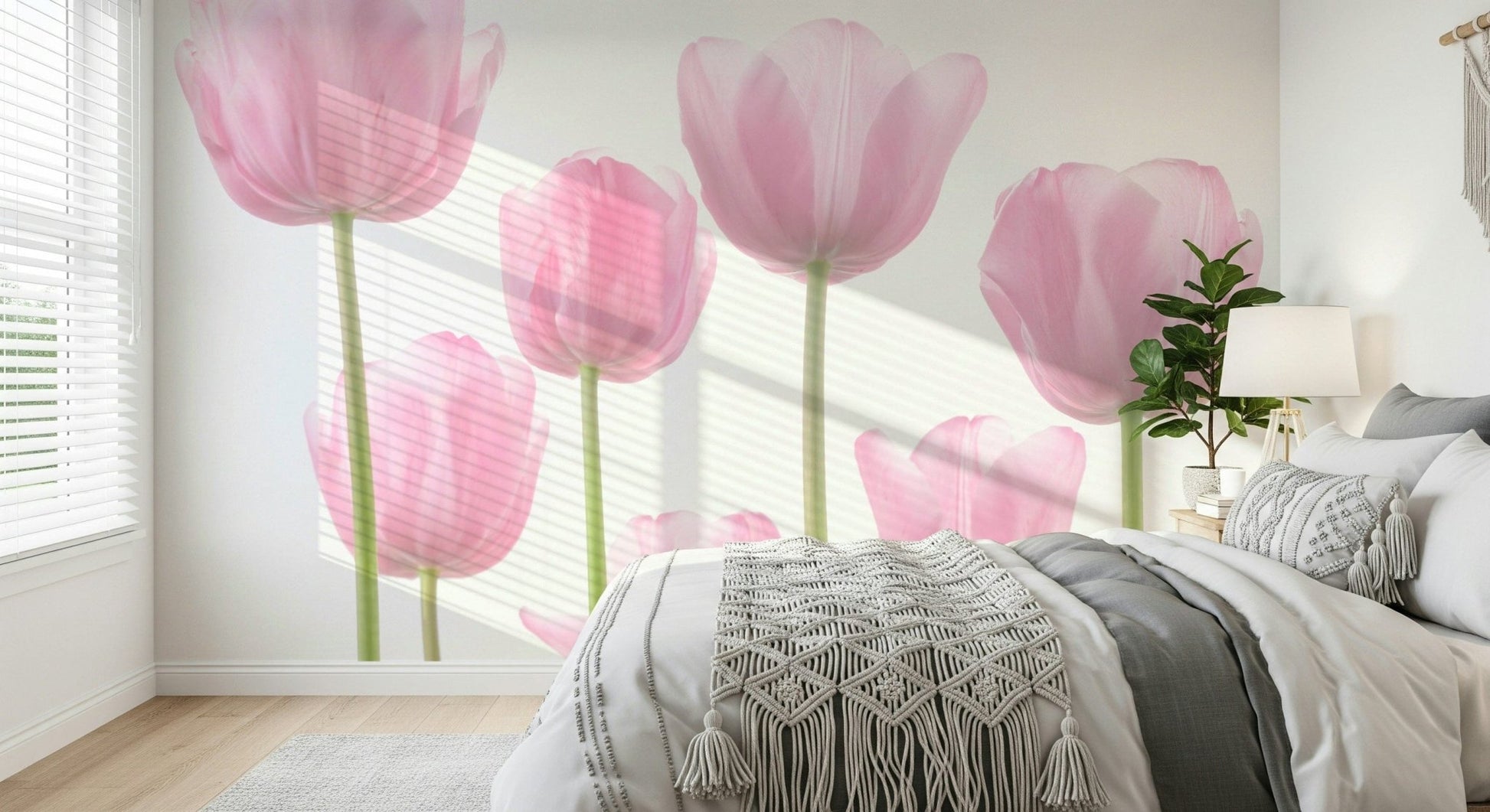 Magnificent Tulip stems upright wallpaper bright ambiance.