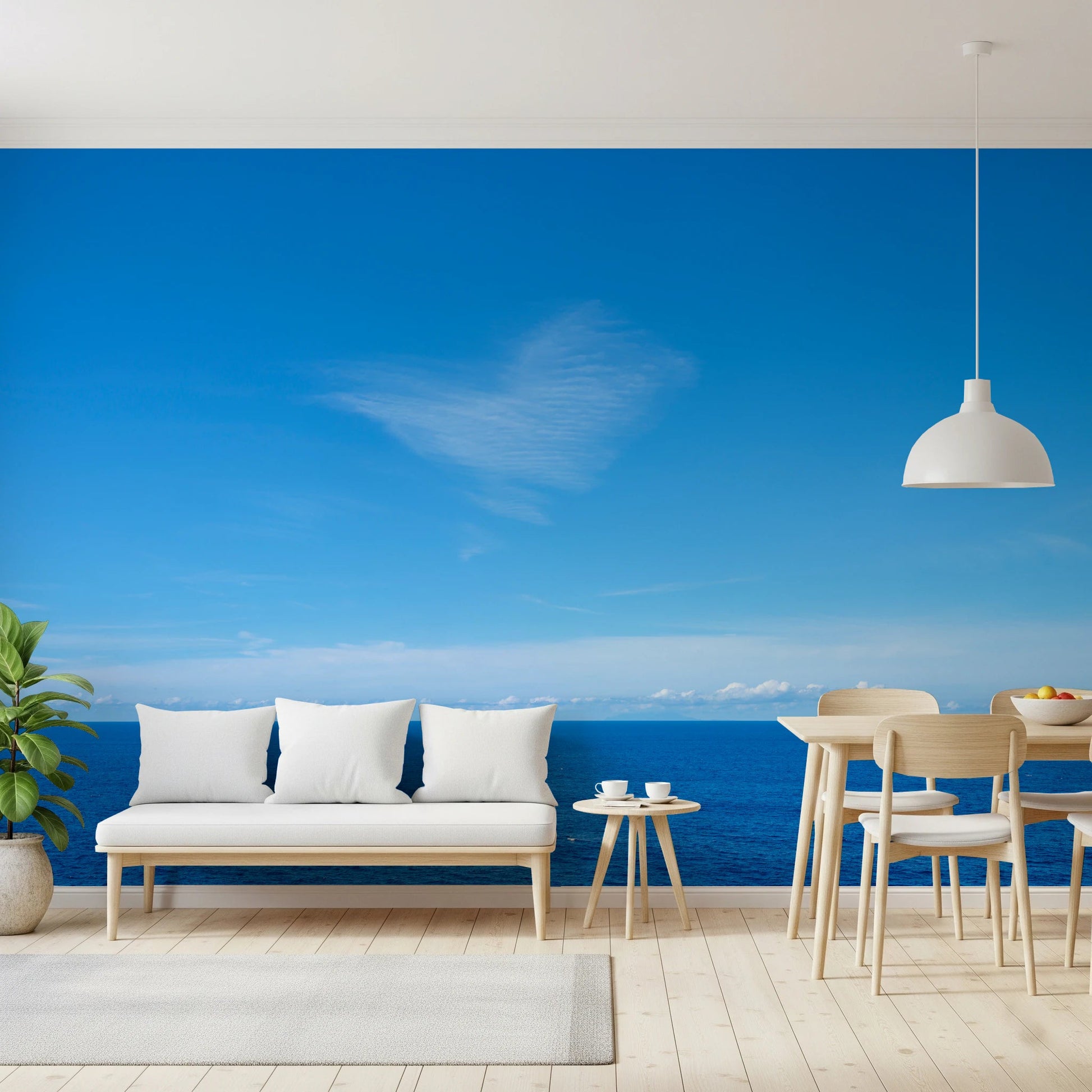 Serene ocean horizon view on a Turquoise Blue Sea Wall Mural design