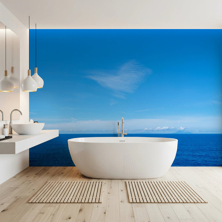 Turquoise Blue Sea Wall Mural with tropical beach and clear sky view