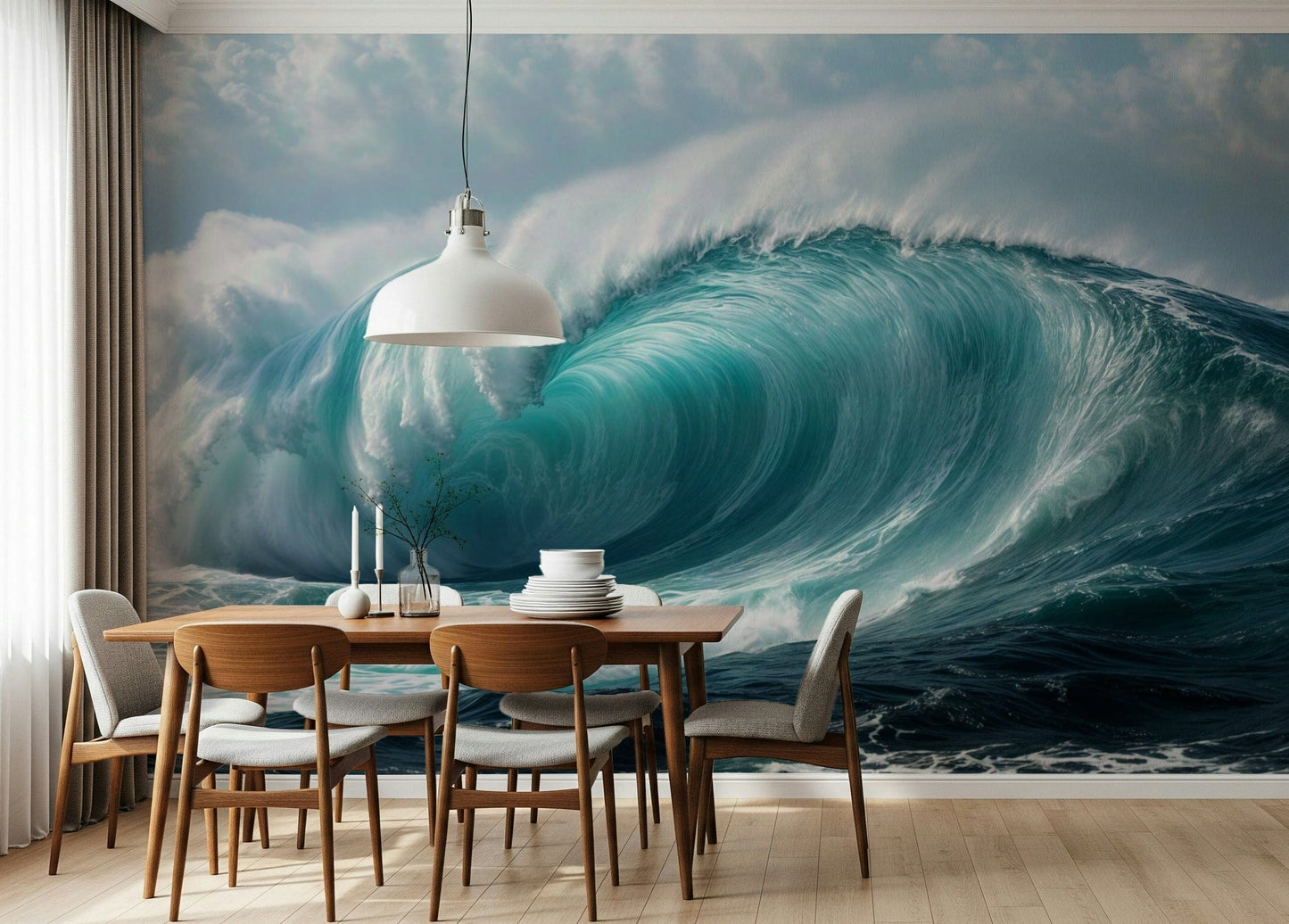 Turquoise Surge muurschildering