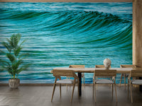 A graceful subtle pattern wall mural in cool, natural tones.

