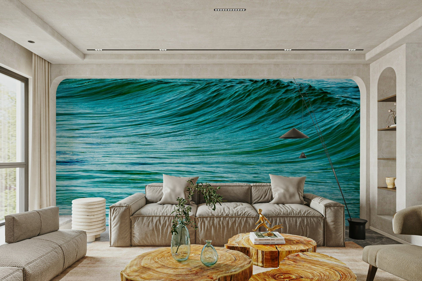 A beautiful abstract wave wallpaper mural for a modern home.

