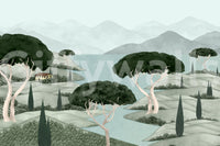 Artistic Tuscan Dreamscape Wall Mural vista wall mural