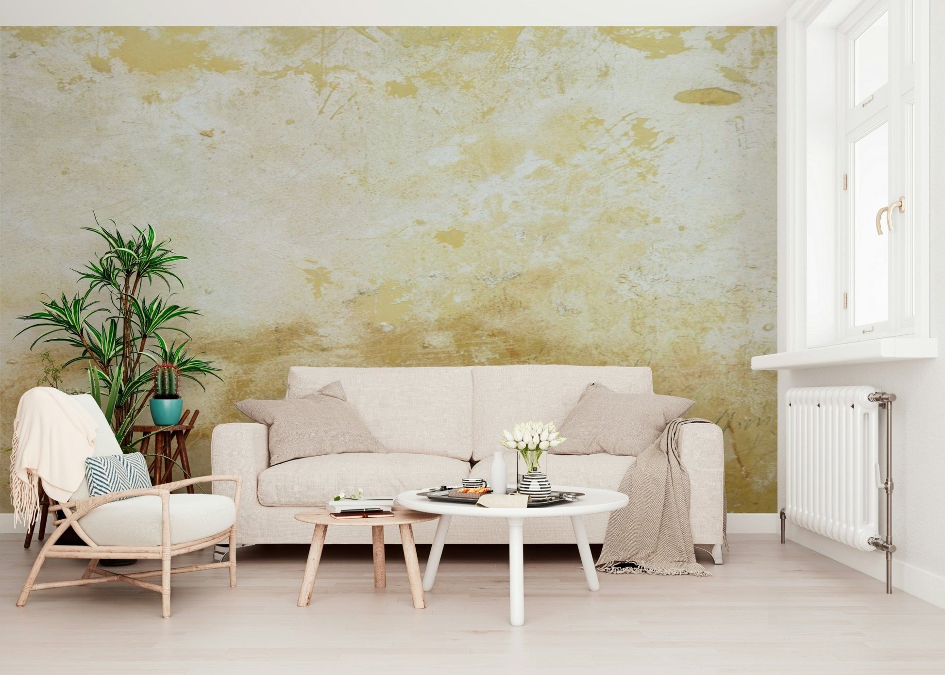 Neutral textured wall mural with weathered look