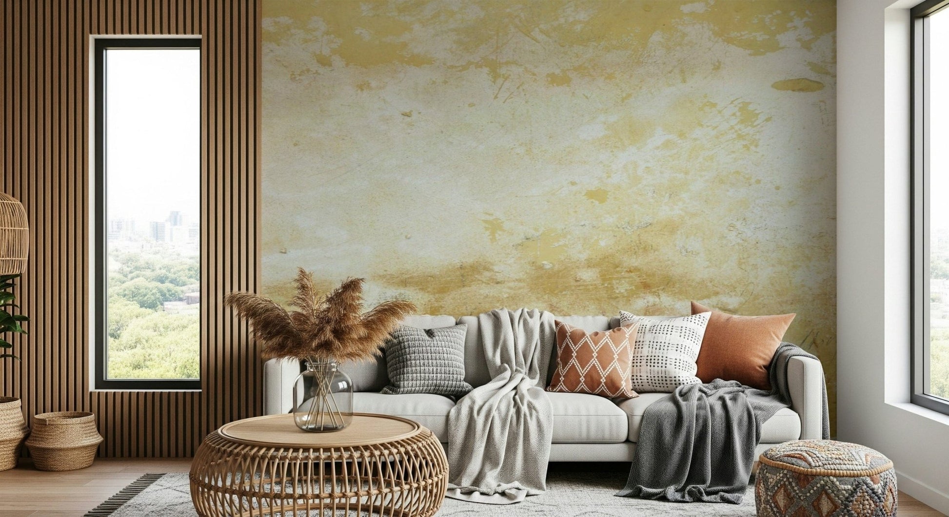 Subtle earthy texture wall mural for living room