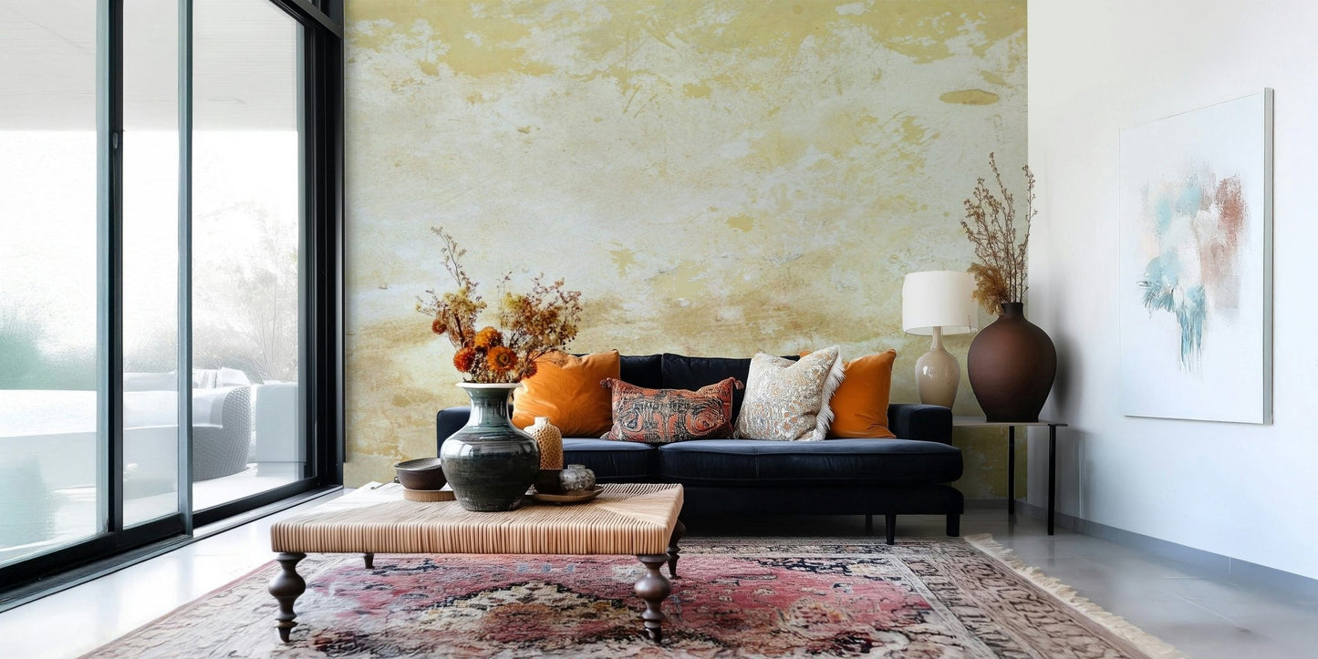 Warm cream and ochre textured wall mural backdrop