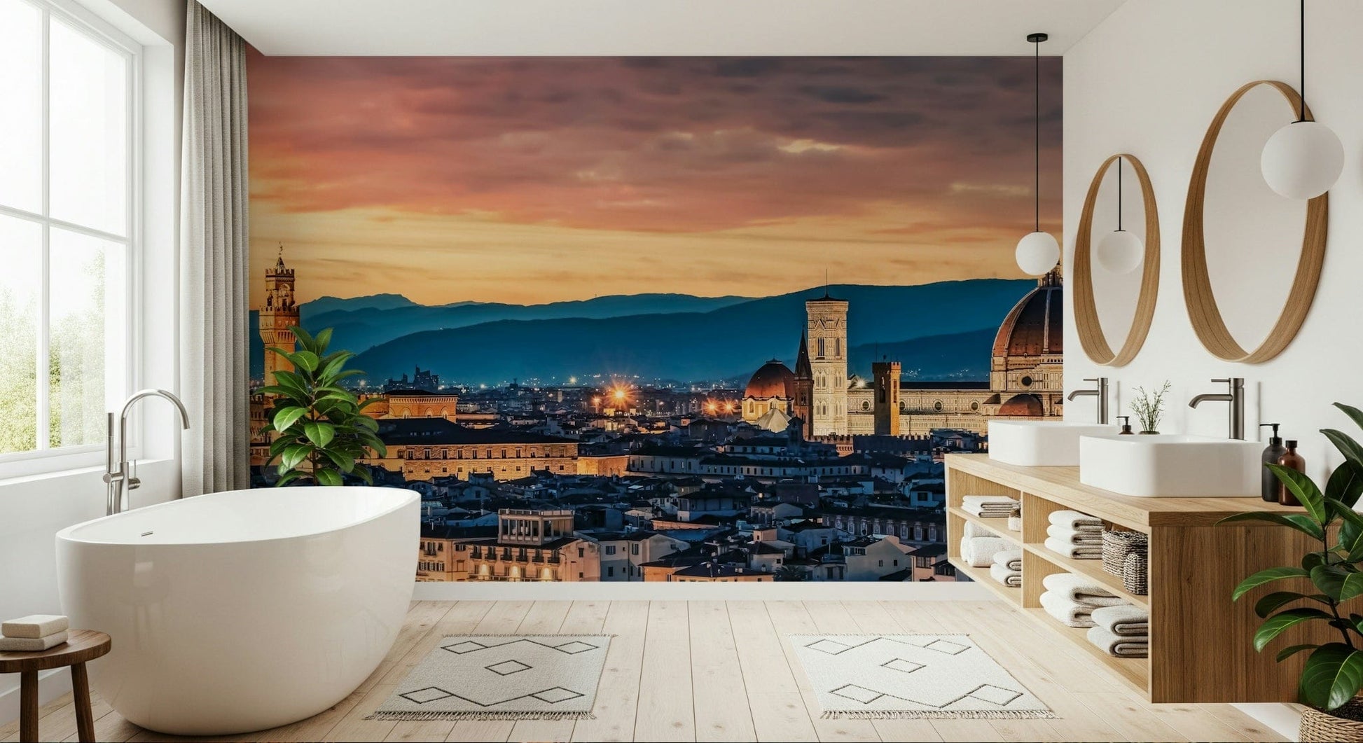 Florence Twilight wallpaper for walls of Duomo cityscape.
