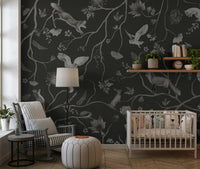 Whimsical grove wall art with gentle shadows and calming twilight colors