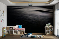 An artistic abstract sunset mural on minimalist wallpaper.

