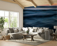 The peel and stick wallpaper on a smooth wall surface.

