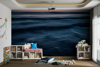 An angled shot of the mural's gentle color palette.

