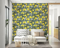 Soft pastel green background complements lemon design

