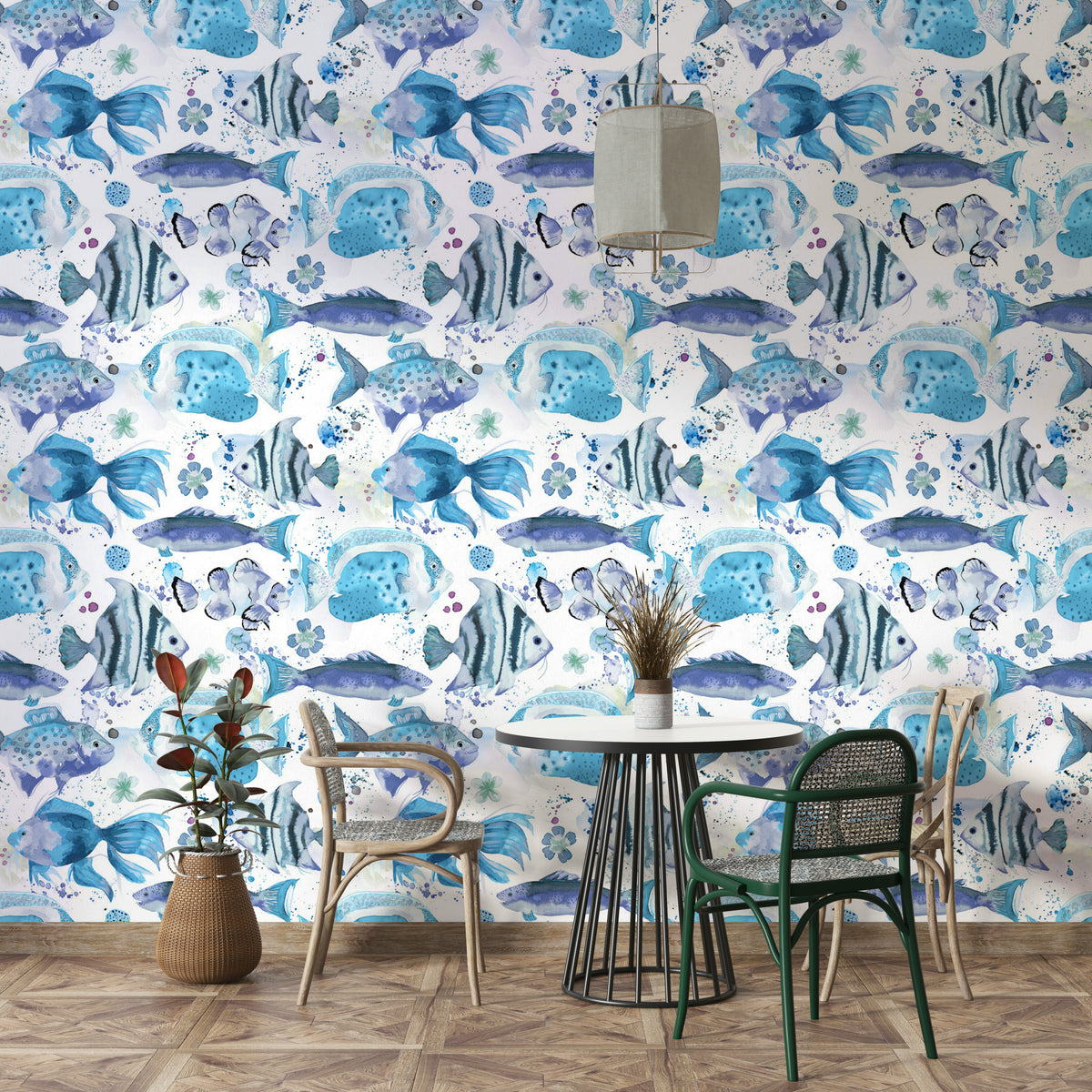 Underwater Fishes Ocean Blue Wallpaper – Bright Sea Life Mural