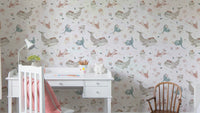 Underwater floral wallpaper in soft hues

