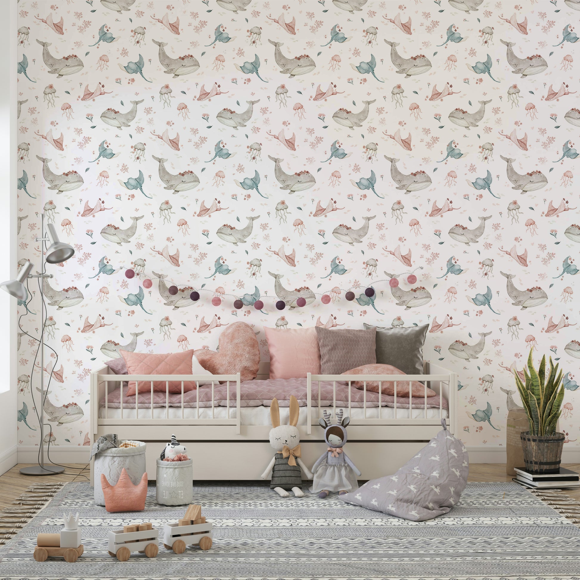 Dreamy underwater flowers wall mural

