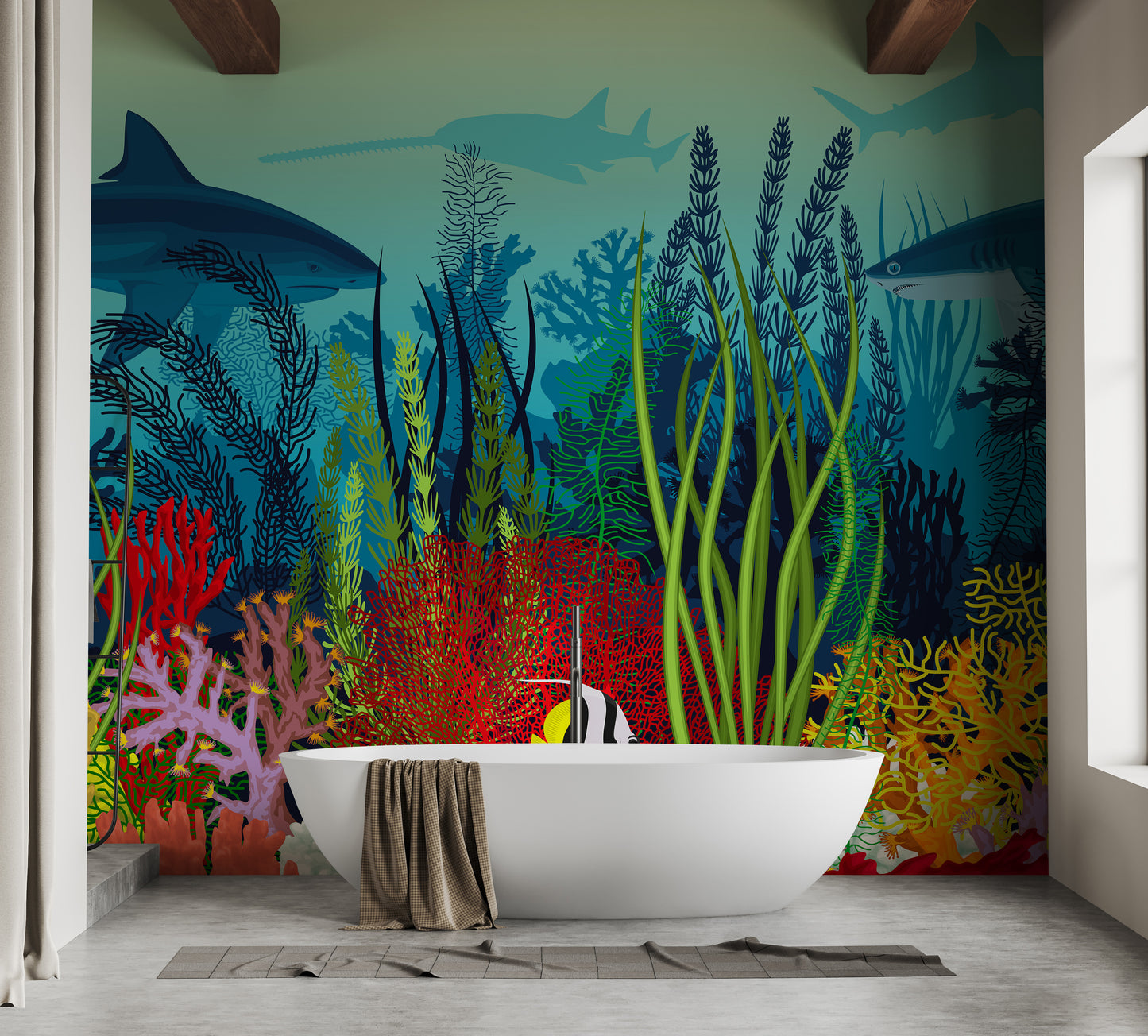 Underwater Ocean Scene Wallpaper Mural - Giffywalls