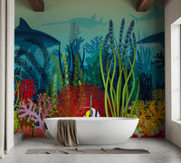 Underwater Ocean Scene Wallpaper Mural - Giffywalls