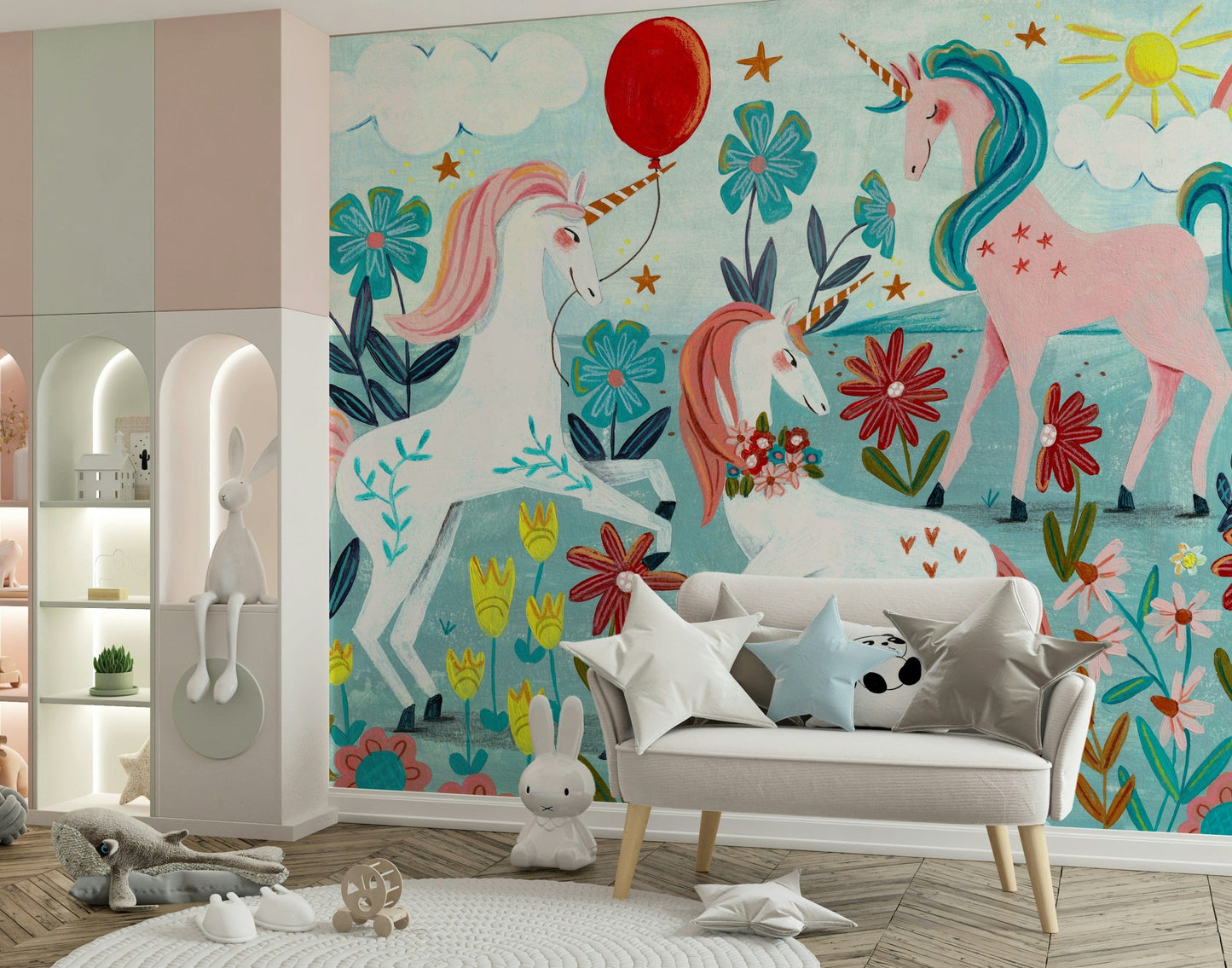 Floral Unicorn Magic Wall Mural -2664483