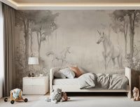 Unicorns in a Magical Dreamy Forest – Natural Wall Mural