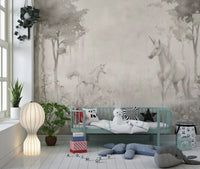Unicorns in a Magical Dreamy Forest – Natural Wall Mural