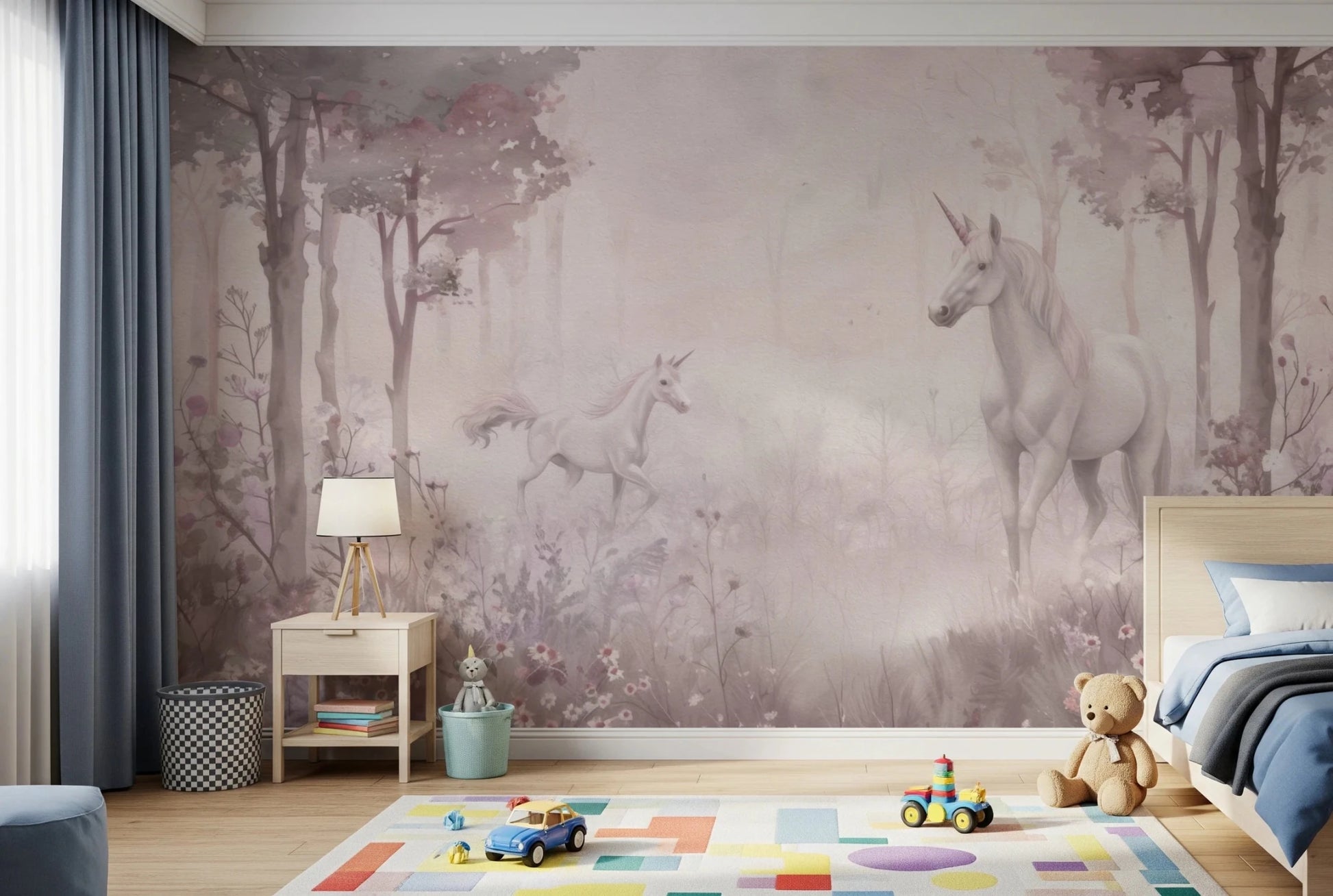 Unicorns in a Magical Dreamy Forest – Pink Wall Mural