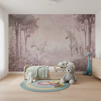 Unicorns in a Magical Dreamy Forest – Pink Wall Mural
