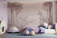 Unicorns in a Magical Dreamy Forest – Pink Wall Mural