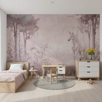 Unicorns in a Magical Dreamy Forest – Pink Wall Mural