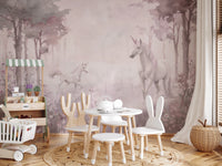 Unicorns in a Magical Dreamy Forest – Pink Wall Mural