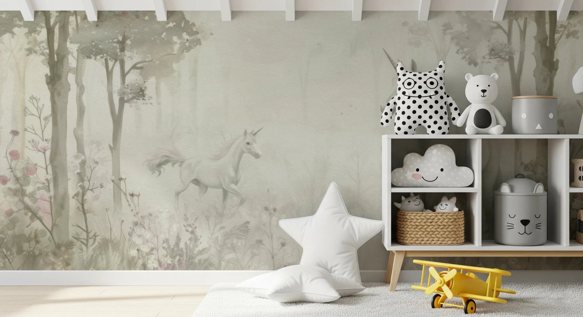 Unicorns in a Magical Dreamy Forest – Sage Wall Mural