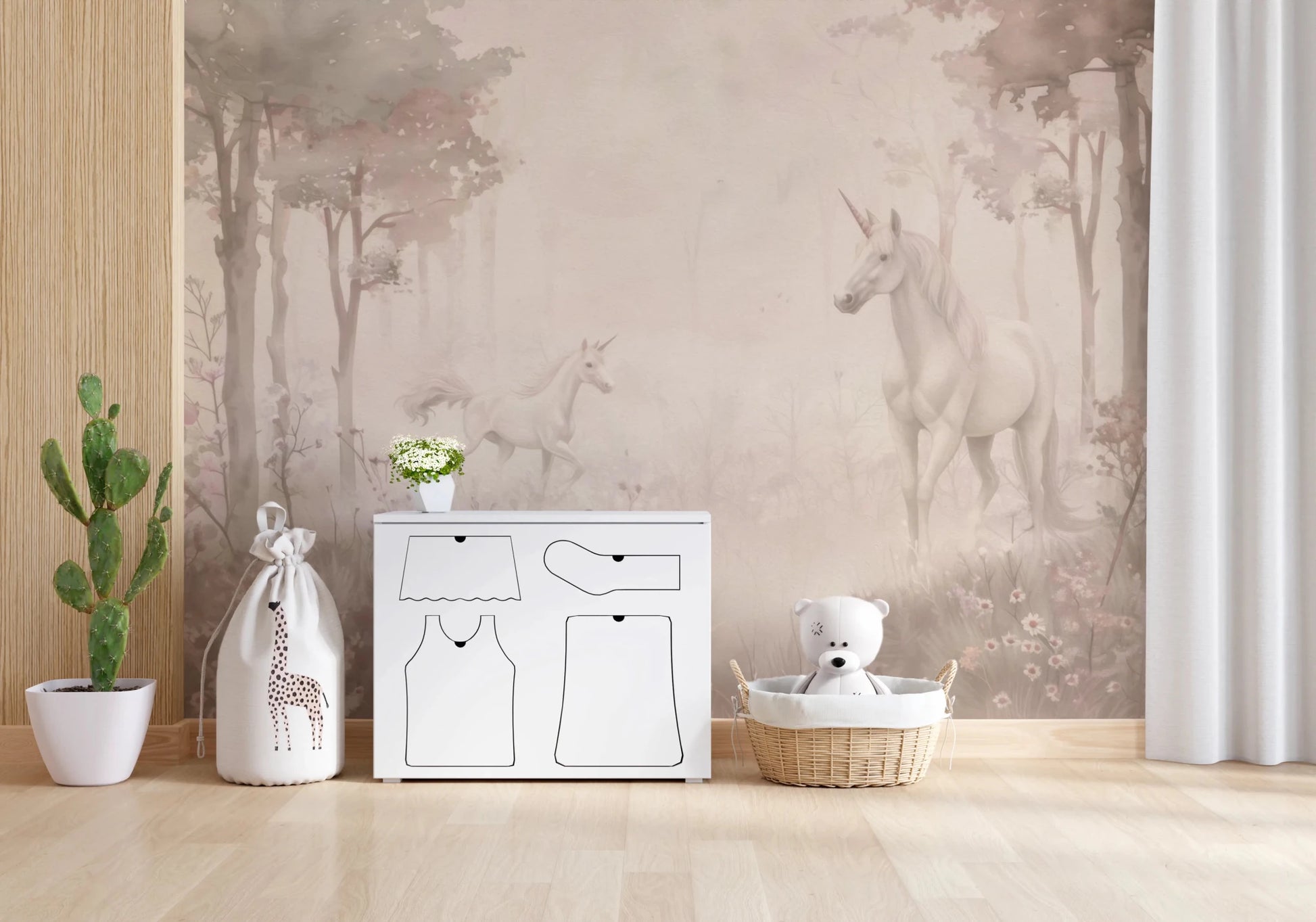 Unicorns in a Magical Dreamy Forest – Shell Wall Mural