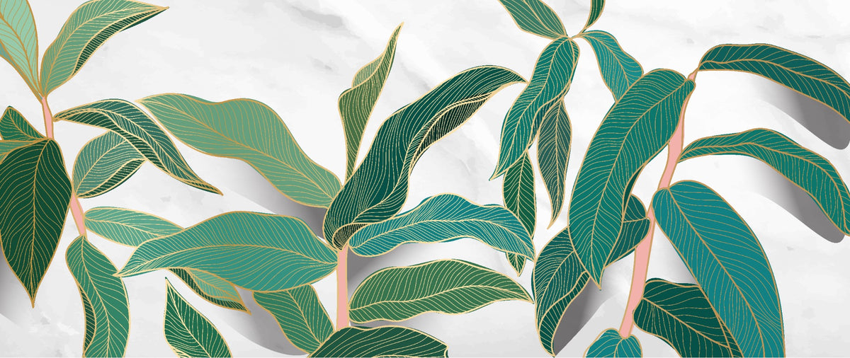 Gold Tropical Tapete Wandbild in your room — zoomed