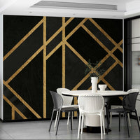 Urban black wallpaper mural with vintage geometric structure.

