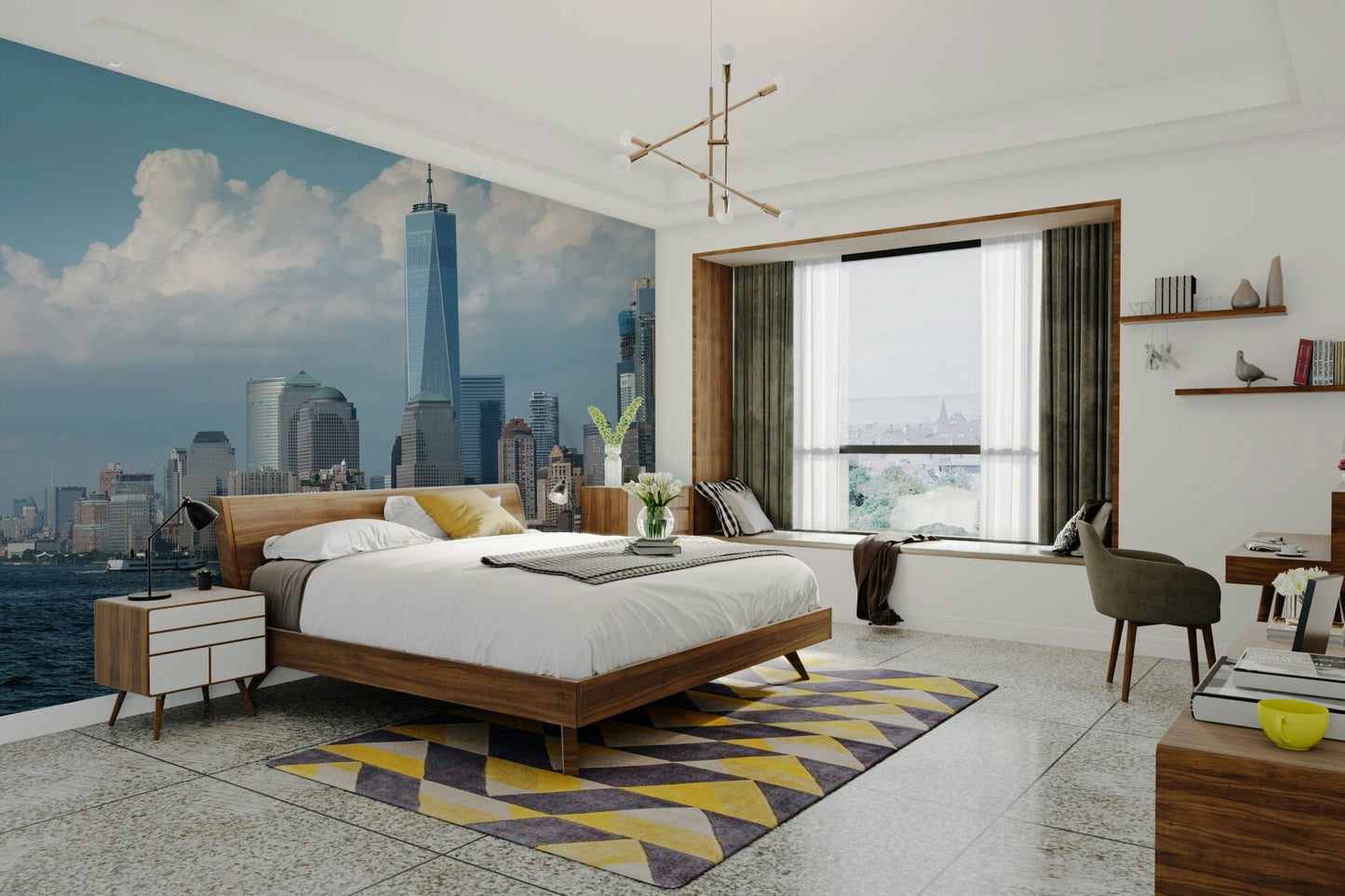 The colors are muted and harmonious, often blues, grays, and soft lights.
