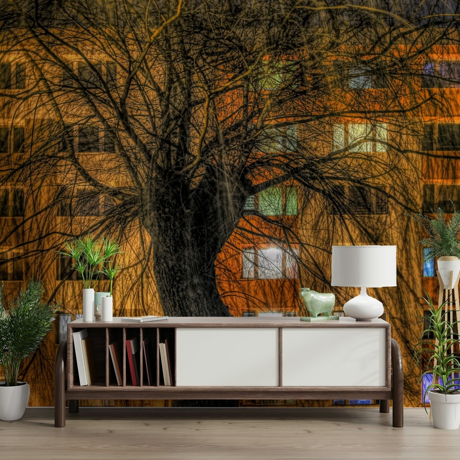 Modern and dramatic city view wallpaper.

