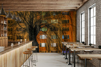 Night scene photography print of an urban landscape.

