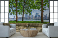 Lush foliage meeting skyscrapers Urban Oasis View mural