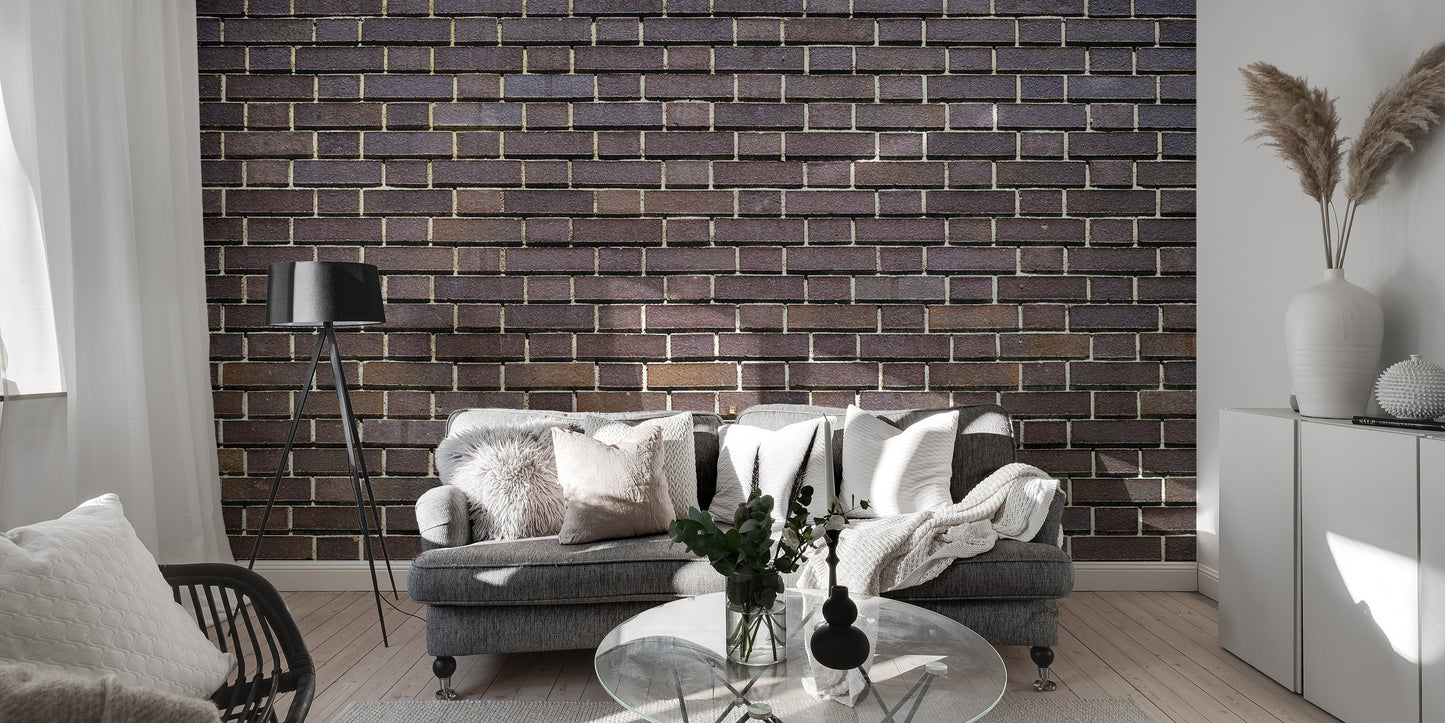 Vintage brown faux brick wallpaper mural for cozy interiors.