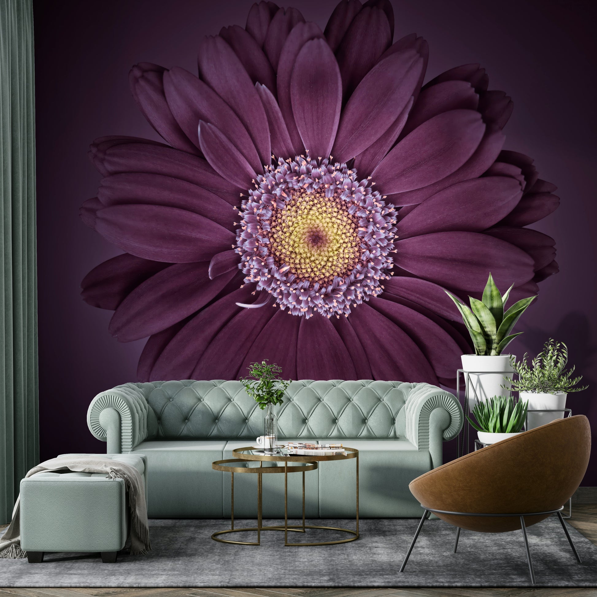 Velvet Bloom floral mural for a sophisticated, nature-inspired room.

