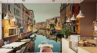 Wallpaper depicting a tranquil Italian city canal, Venetian Canal Dreams item.