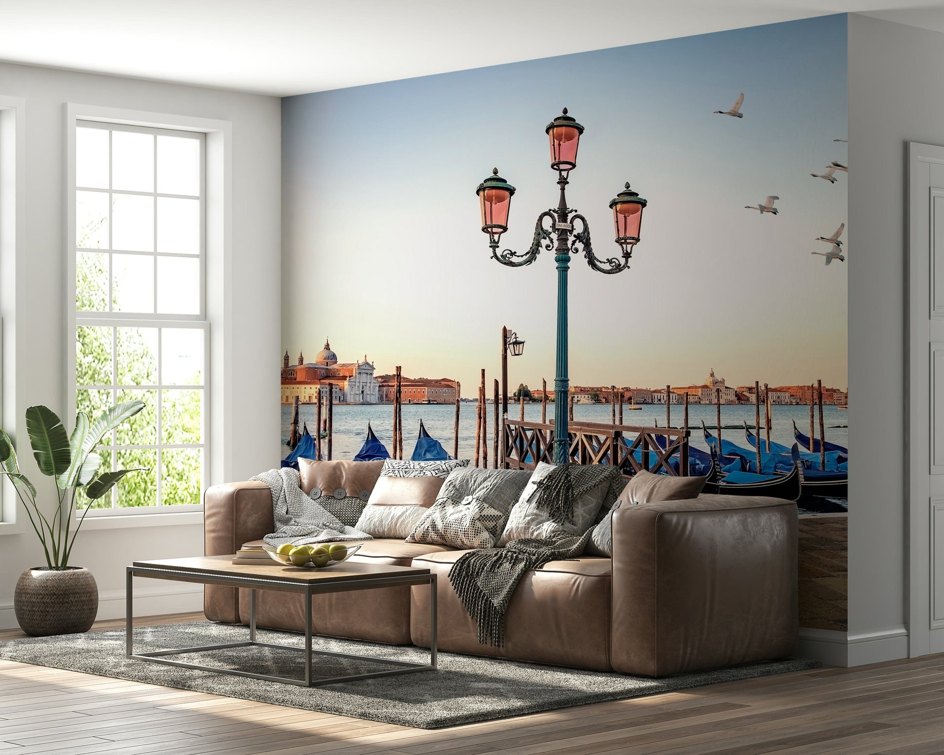Monumental wonder Venice Serenity wall mural vibrant orange light