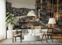 Historic city wall decor Venetian Canal Evening classic Italian charm.