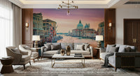 Beautiful Canal Dream water mural historic Venetian architecture.