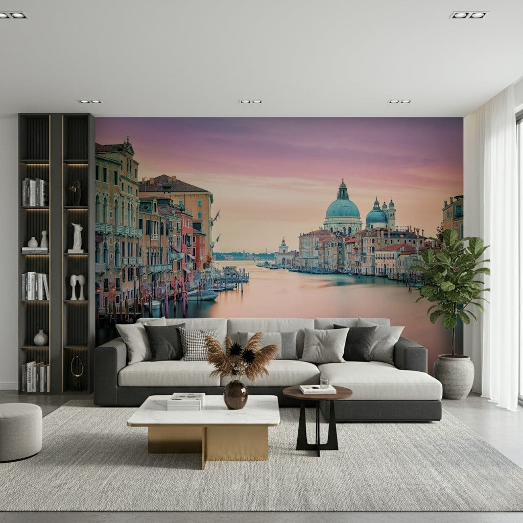 Romantic Grand Canal Dream long exposure wallpaper sunset glow.