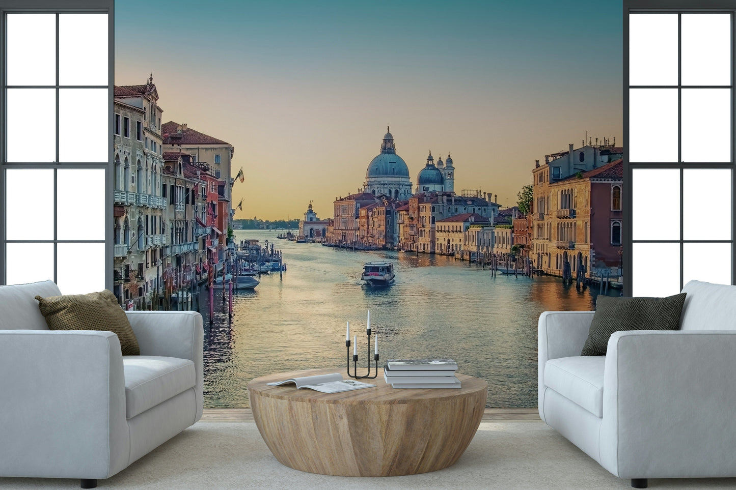 Venice Serenade peel and stick wallpaper urban waterway.