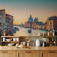 Elegant cityscape view on Venice Serenade wallpaper mural.