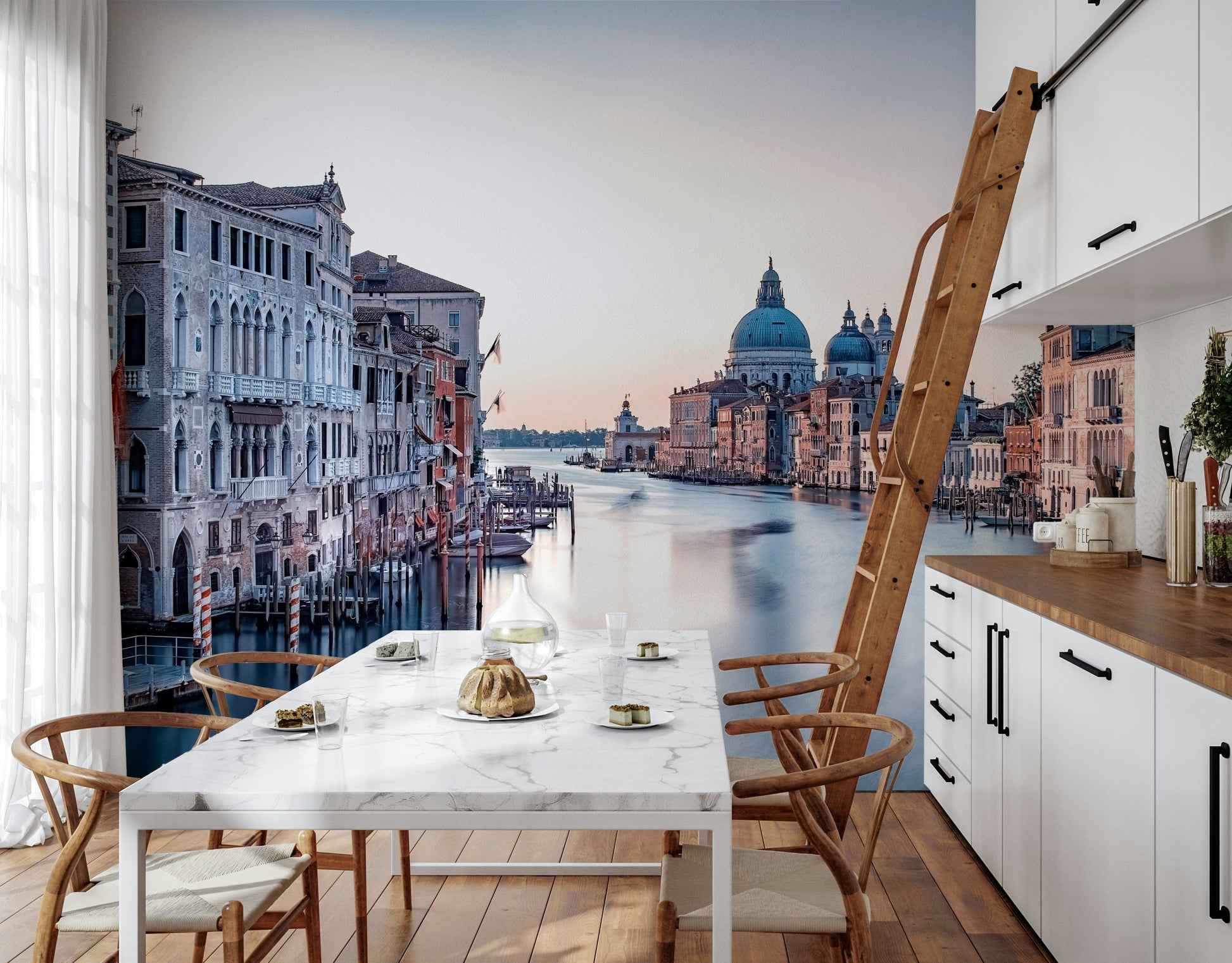 Historic Italian buildings, Grand Canal Dreams peel and stick wallpaper.