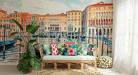 Boats on water, Venice Dreamscape mural, perfect bedroom accent.