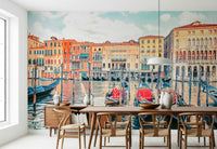 Venice Dreamscape wall mural, vintage feeling, serene water surface.