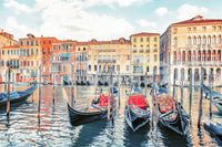 Colorful row houses, Venice Dreamscape wallpaper, elegant floating city.